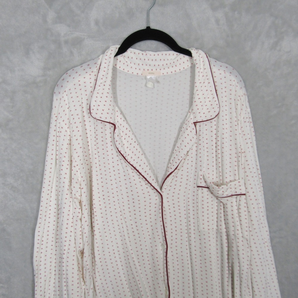 Eberjey Gisele Pajama Set Womens XL White Red Cross Print Modal Long Sleeve Pant - Picture 11 of 16